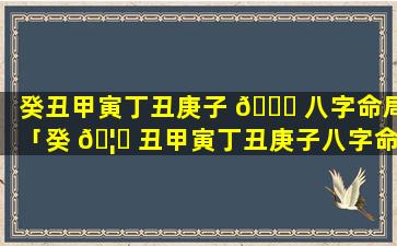 癸丑甲寅丁丑庚子 🐝 八字命局「癸 🦁 丑甲寅丁丑庚子八字命局怎么样」